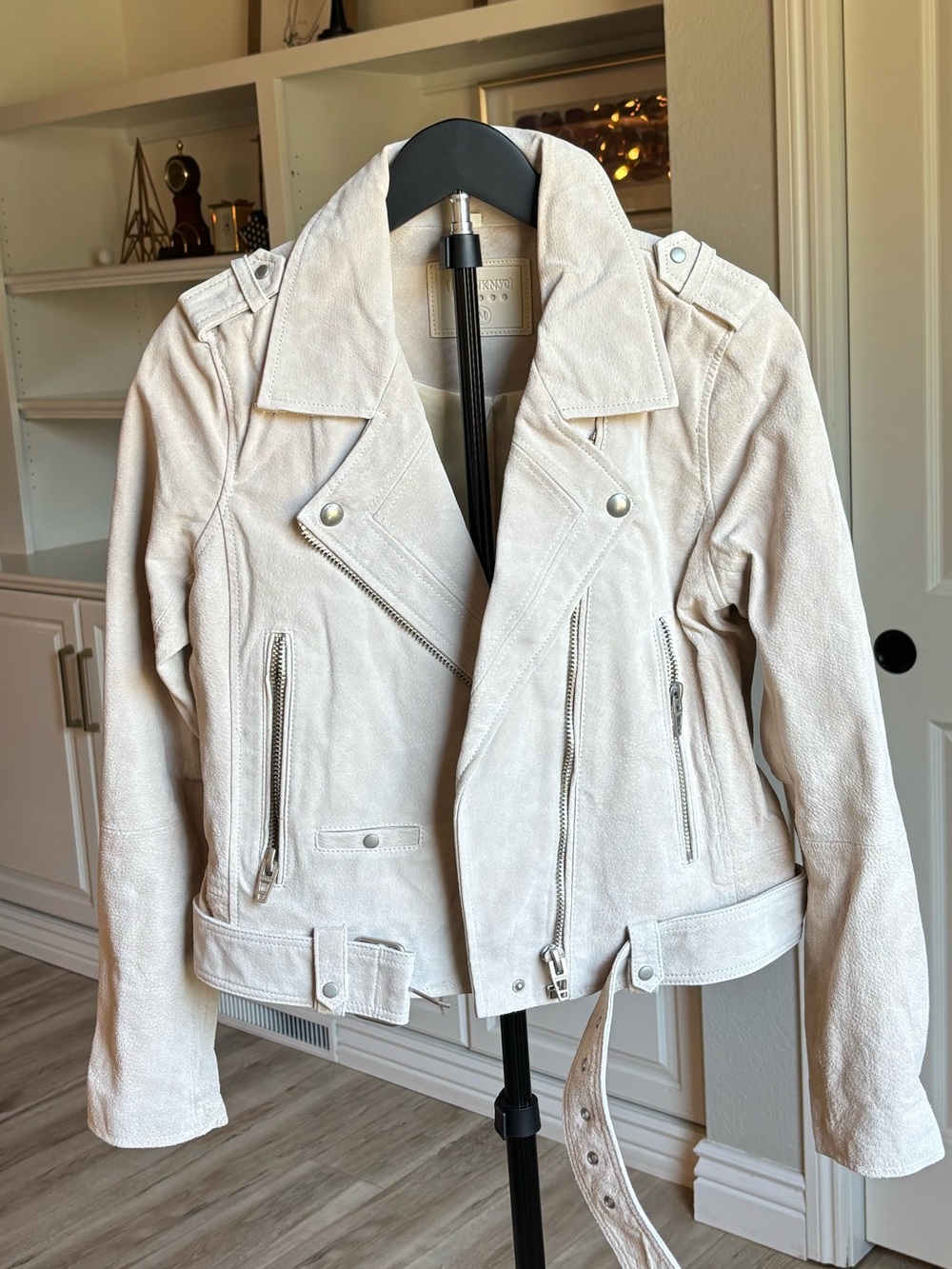 Blank NYC Off-White Suede Moto Jacket